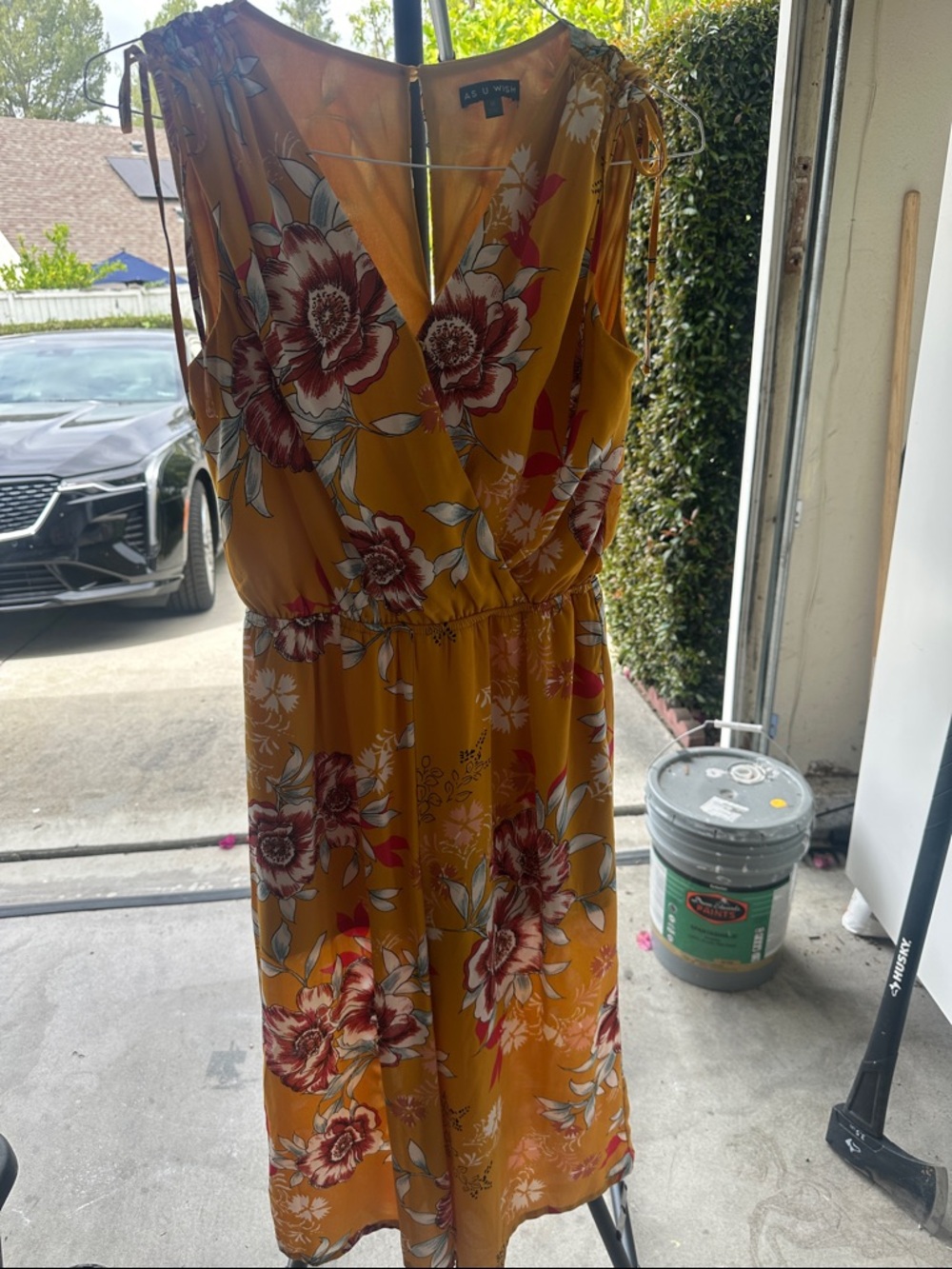 Mustard Floral Jumpsuit with Red & Cream Blooms
